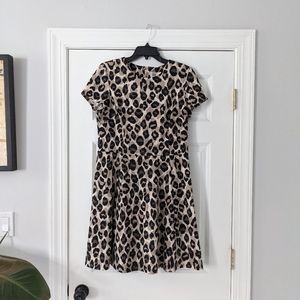 Leopard Print Short Sleeve For and Flare Dress 12
